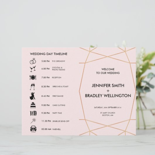 Geometrische Rose Goldfaltenzeitlinie (Stehend Vorderseite)