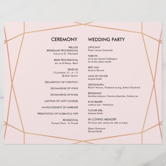 Geometrische Rose Goldfaltenzeitlinie (Rückseite)