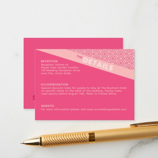 Geometrische Rose Red Wedding Card Begleitkarte (Vorderseite/Rückseite Beispiel)