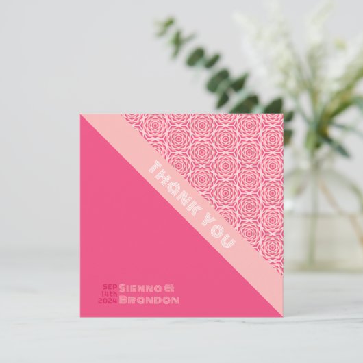 Geometrische Rose Red Wedding Dankeschön Karte (Stehend Vorderseite)