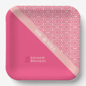 Geometrische Rose Red Wedding Paper Teller (Vorderseite)