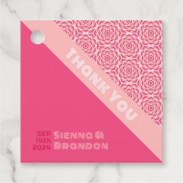 Geometrische Rose Red Wedding Square Gefälligkeits Geschenkanhänger