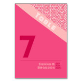 Geometrische Rose Rote Hochzeitstabelle Tischnummer (Rückseite)