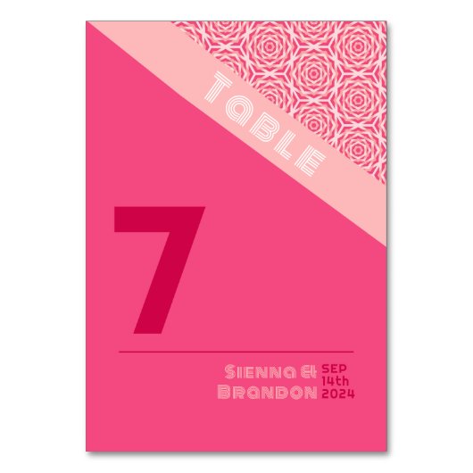 Geometrische Rose Rote Hochzeitstabelle Tischnummer (Vorderseite)