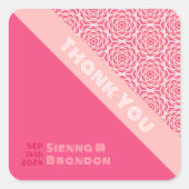 Geometrische Rose Roter Hochzeitsplatz Quadratischer Aufkleber (Vorderseite)