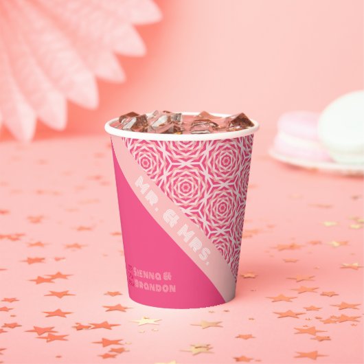 Geometrische Rose, rotes Hochzeitspapier Pappbecher (Insitu)