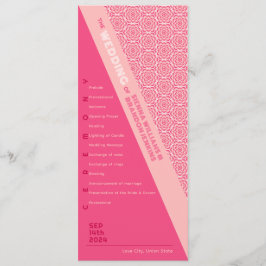 Geometrische Rose - Rotes Hochzeitsprogramm Programm