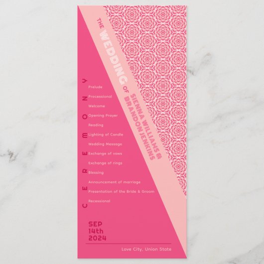 Geometrische Rose - Rotes Hochzeitsprogramm Programm (Vorderseite)