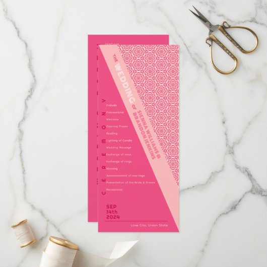Geometrische Rose - Rotes Hochzeitsprogramm Programm (Vorderseite/Rückseite Beispiel)