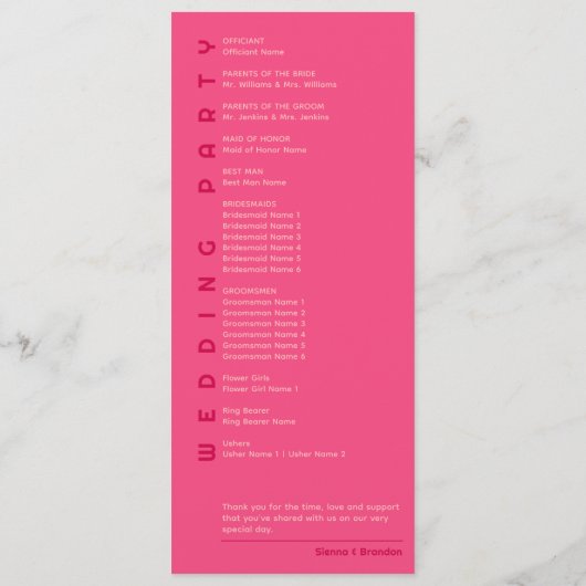 Geometrische Rose - Rotes Hochzeitsprogramm Programm (Rückseite)