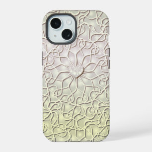 Geometrische Roségold-Herzmuster iPhone 15 Hülle