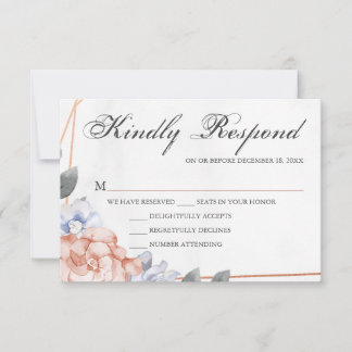 Geometrische Roségoldene Blumeneinladung zur Hochz RSVP Karte