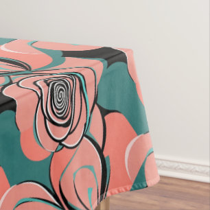 Geometrische Rosen in Schwarz- und Blautönen Tischdecke