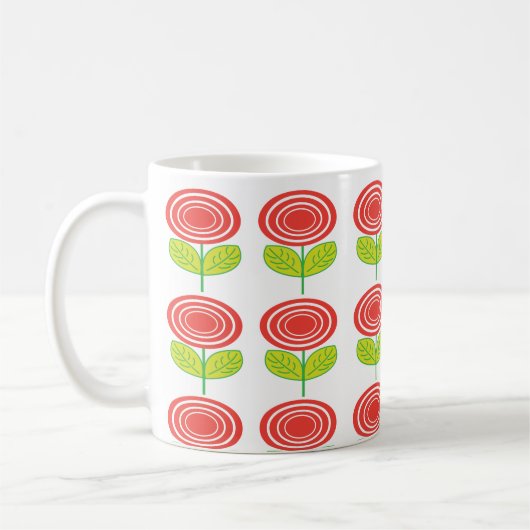 Geometrische rote Blume Kaffeetasse (Links)