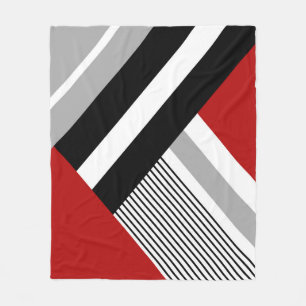 geometrische rote, graue, weiße und schwarze Forme Fleecedecke