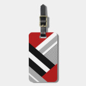 geometrische rote, graue, weiße und schwarze Forme Gepäckanhänger (Vorderseite vertikal)
