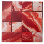 Geometrische rote Marmorkunst Fliese (Vorderseite)