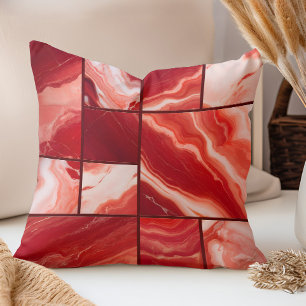 Geometrische rote Marmorkunst Kissen