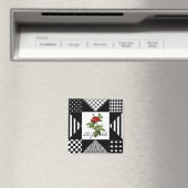 Geometrische Rote Rose von Girl Black und Weiß mit Magnet (In Situ (Geschirrspüler))