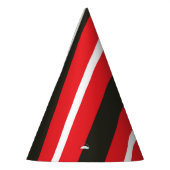 Geometrische rote Schwarz-weiße Diagonallinien Partyhütchen (Links)