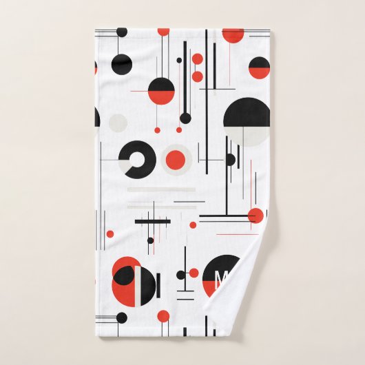 Geometrische, rote, schwarze Bauhaus-Formen auf we Badhandtuch Set (Handtuch)