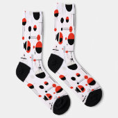 Geometrische, rote, schwarze Bauhaus-Formen auf we Socken (Rechts)