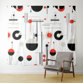 Geometrische, rote, schwarze Bauhaus-Formen auf we Wandteppich (Beispiel (Horizontal))