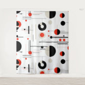 Geometrische, rote, schwarze Bauhaus-Formen auf we Wandteppich (Vorderseite)