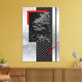 Geometrische rote, schwarze, graue, moderne Leinwa Leinwanddruck (Insitu (Wohnzimmer))