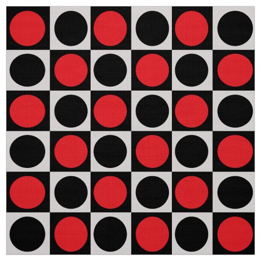 Geometrische rote schwarze Punkte Stoff (Muster)