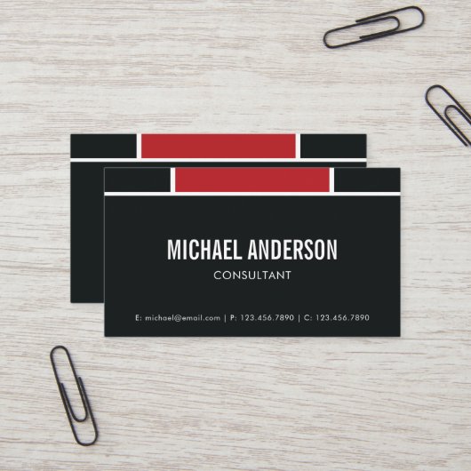Geometrische, rote und Berufliche Visitenkarte (Vorderseite/Rückseite Beispiel)