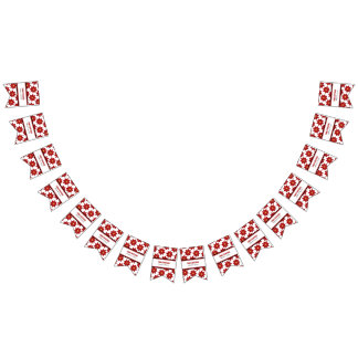 Geometrische rote und goldene Blüten Wimpelkette