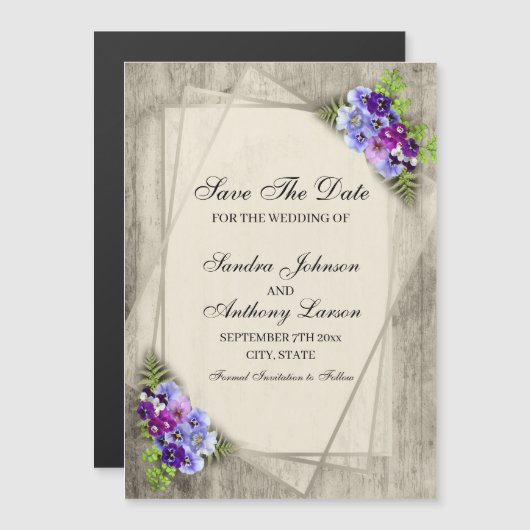 Geometrische rrische Stiefmütterchen Save the Date Magneteinladung (Vorne/Hinten)