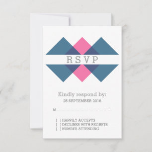 Geometrische RSVP-Karte für blaurosa Triade RSVP Karte