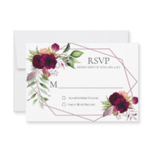 Geometrische RSVP-Karten für Bohemische florale Ro