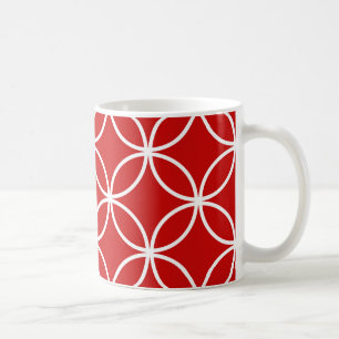 Geometrische Rundkreise für niedliches Rot und Wei Kaffeetasse
