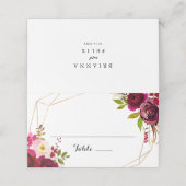 Geometrische Rustikale Blush Burgundy Wedding Plat Platzkarte (Außenseite Aufgefaltet)