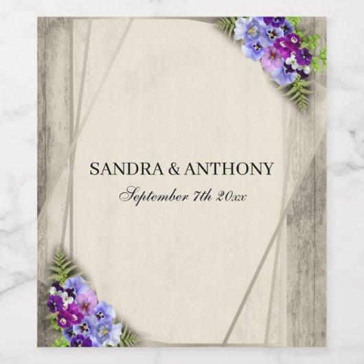 Geometrische Rustikale Elegante Stiefmütterchen Ho Weinetikett (Einzelnes Label)