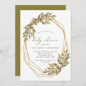 Geometrische Rustikale Olive Baby Dusche Einladung (Vorne/Hinten)