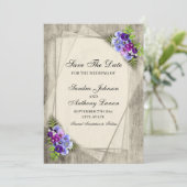 Geometrische Rustikale Pansy Save the Date (Stehend Vorderseite)