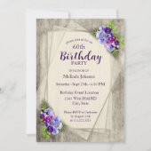 Geometrische rustikale Stiefmütterchen 60. Geburts Einladung (Vorderseite)