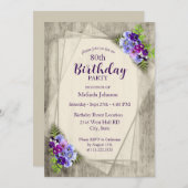 Geometrische rustikale Stiefmütterchen 80. Geburts Einladung (Vorne/Hinten)