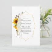 Geometrische rustische Sonnenblumen - Feier des Le Einladung (Stehend Vorderseite)