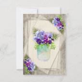 Geometrische rustische Stiefmütterchen in blauer u RSVP Karte (Rückseite)