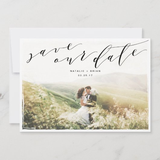 Geometrische Save the Date gemalte Frame-Karte (Vorderseite)