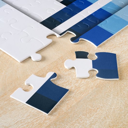Geometrische Schichten von Blau Puzzle (Seite)