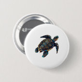Geometrische Schildkröte Abstrakter Regenbogen Button (Vorne & Hinten)