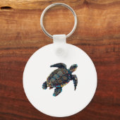 Geometrische Schildkröte Abstrakter Regenbogen Schlüsselanhänger (Vorderseite)