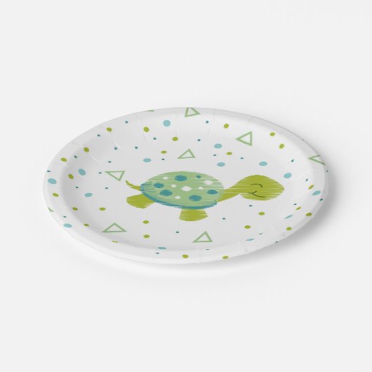 Geometrische Schildkröte-Party-Platte Pappteller (Schrägansicht)