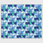 Geometrische Schneeflocken - Blue Background Geschenkpapier (Flach)